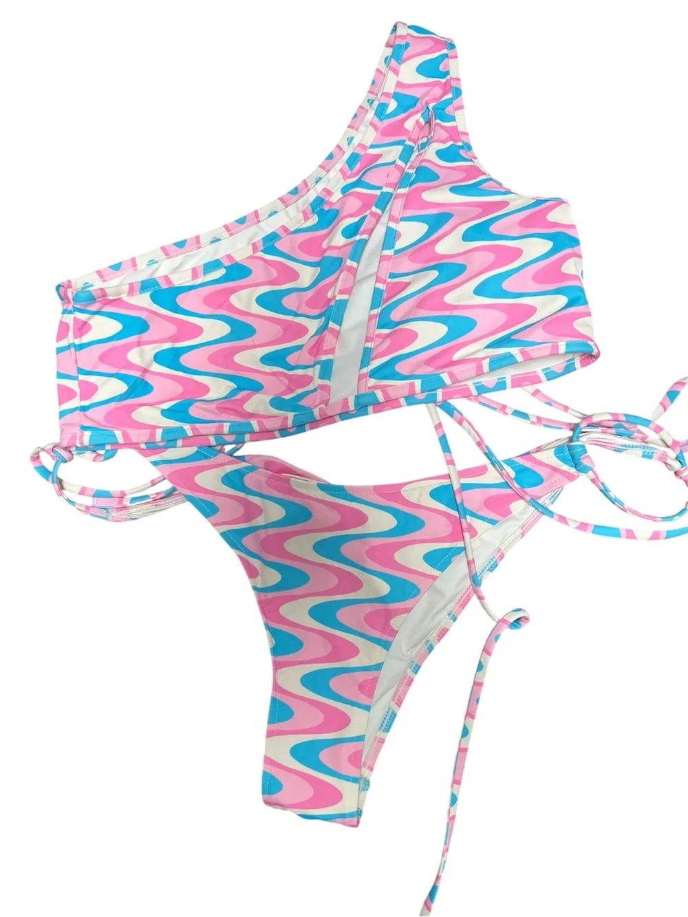Frankies bikinis X Wildflower sister swirl Bikini set Pastel Pink & Blue size M